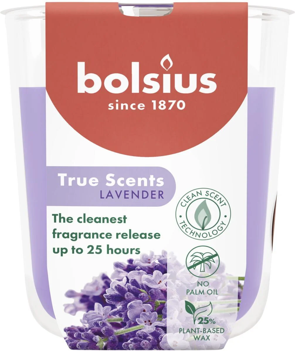 Bolsius geurkaars True Scents Lavender paars 25 uur D 8,4 H 5,2 cm