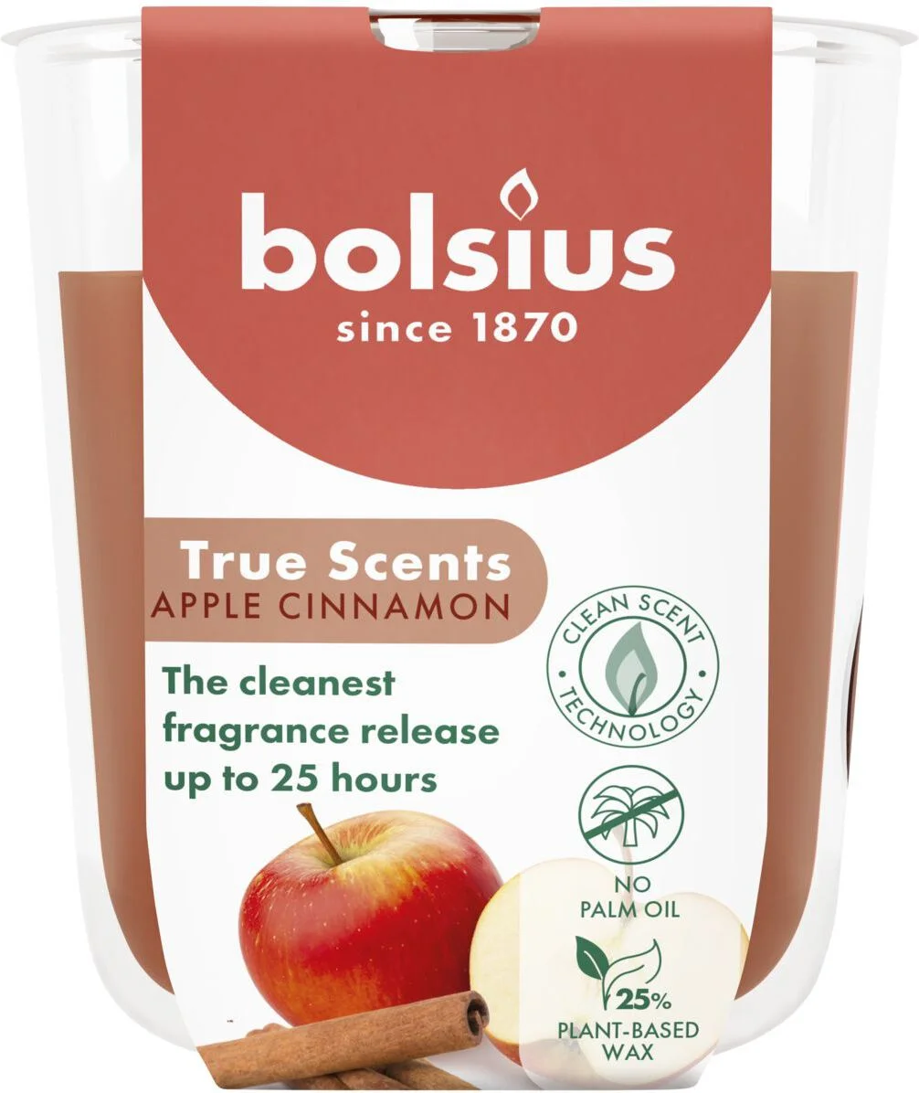 Bolsius geurkaars True Scents Apple Cinnamon bruin 25 uur D 7,3 H 8,1 cm