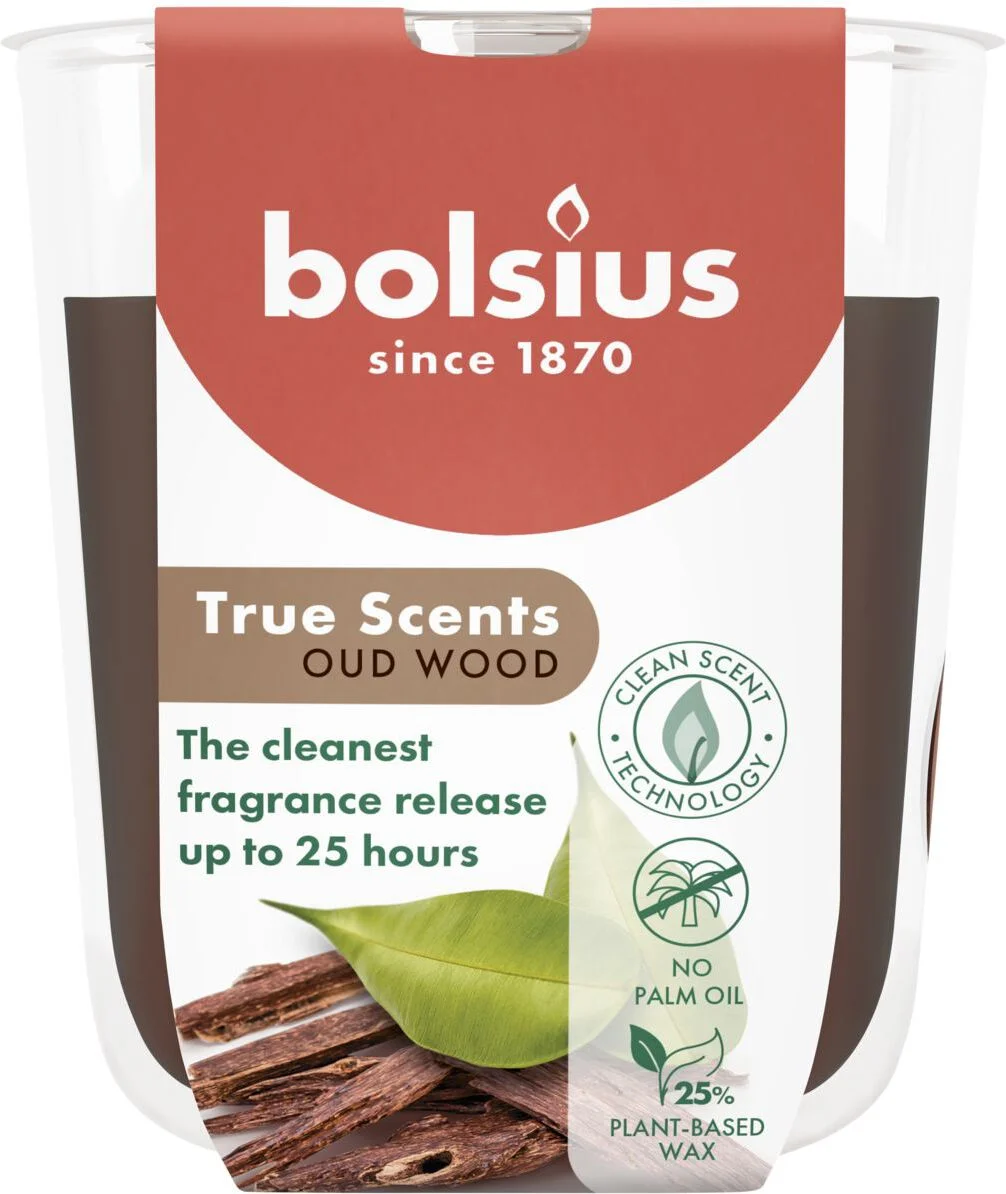 Bolsius geurkaars True Scents Oud Wood bruin 25 uur D 7,3 H 8,1 cm