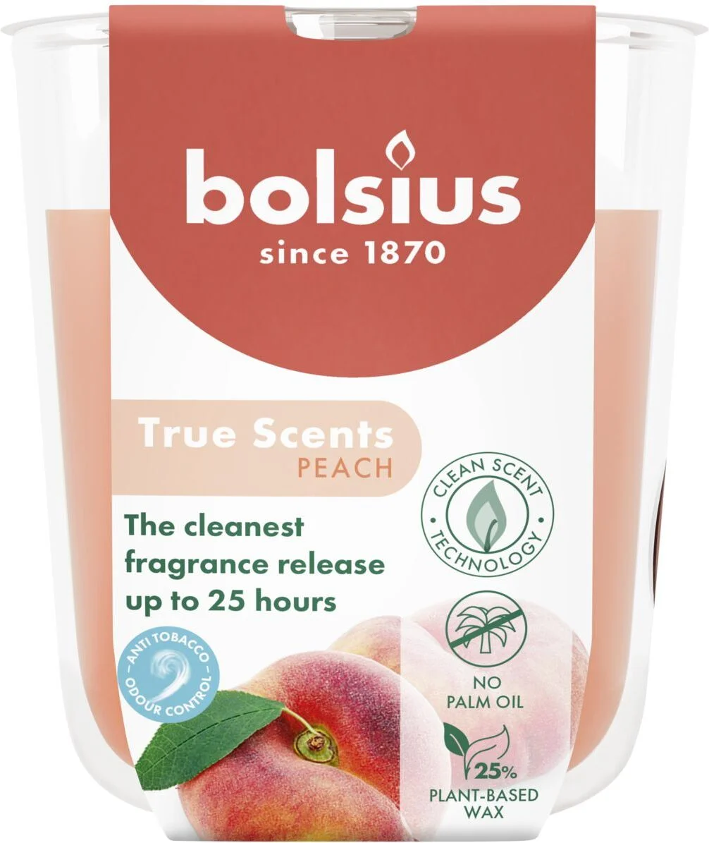 Bolsius geurkaars True Scents Peach oranje 25 uur D 8,4 H 5,2 cm