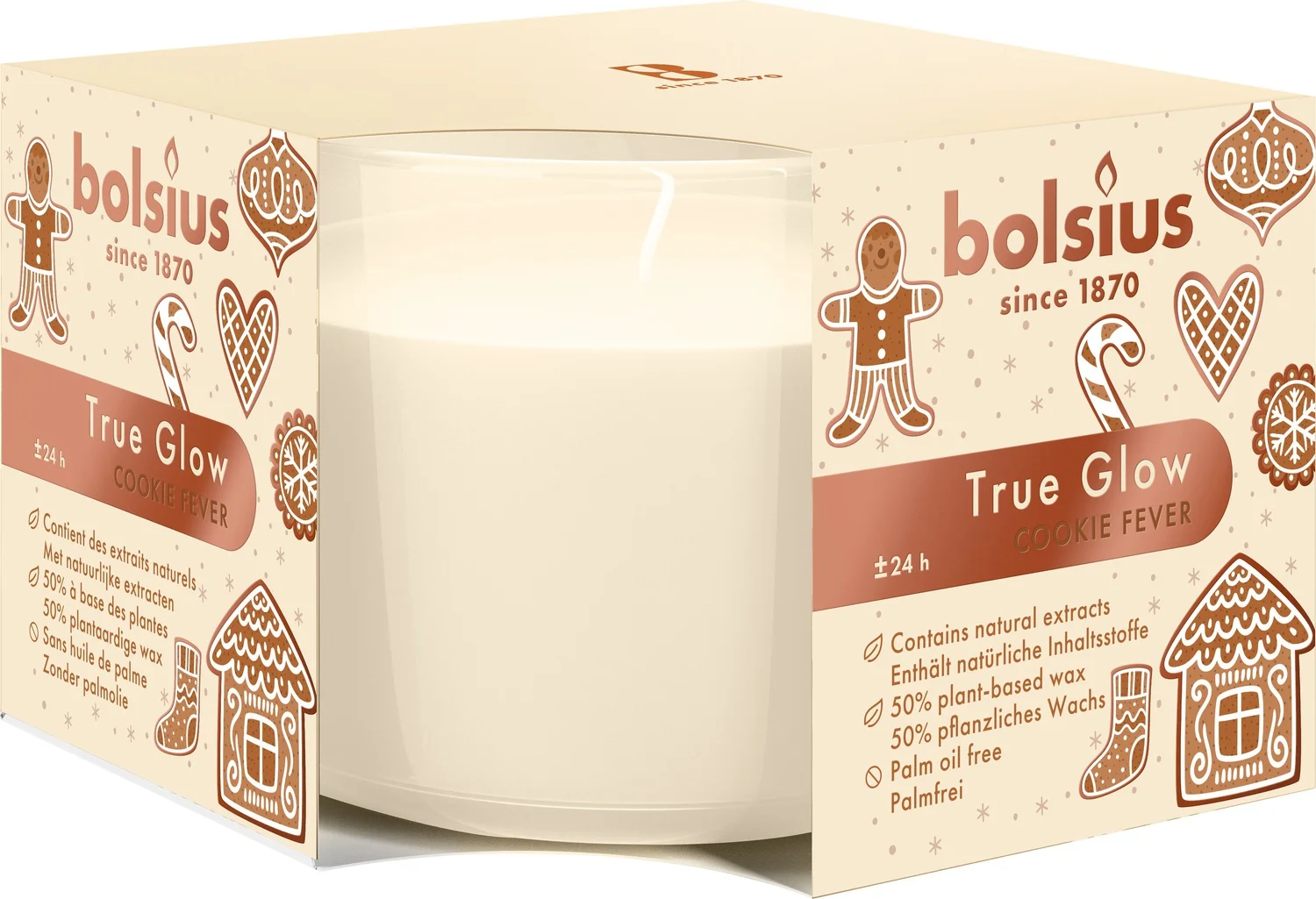 Bolsius geurkaars True Scents Cookie Fever wit 24 uur D 9 H 6,6 cm