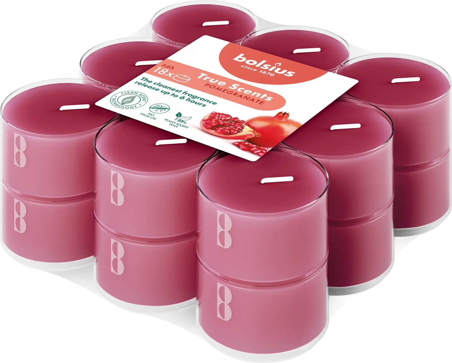 Bolsius geurkaars True Scents Pomgrenate rood 6 uur D 3,5 H 1,8 cm 18 stuks