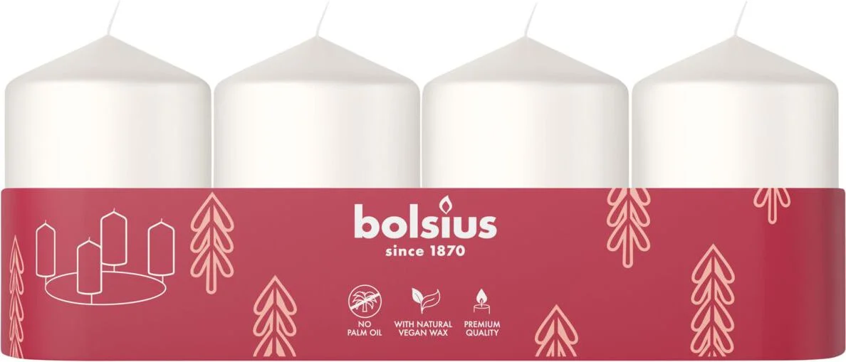 Bolsius stompkaars wit 7 uur D 4 H 6 cm 4 stuks