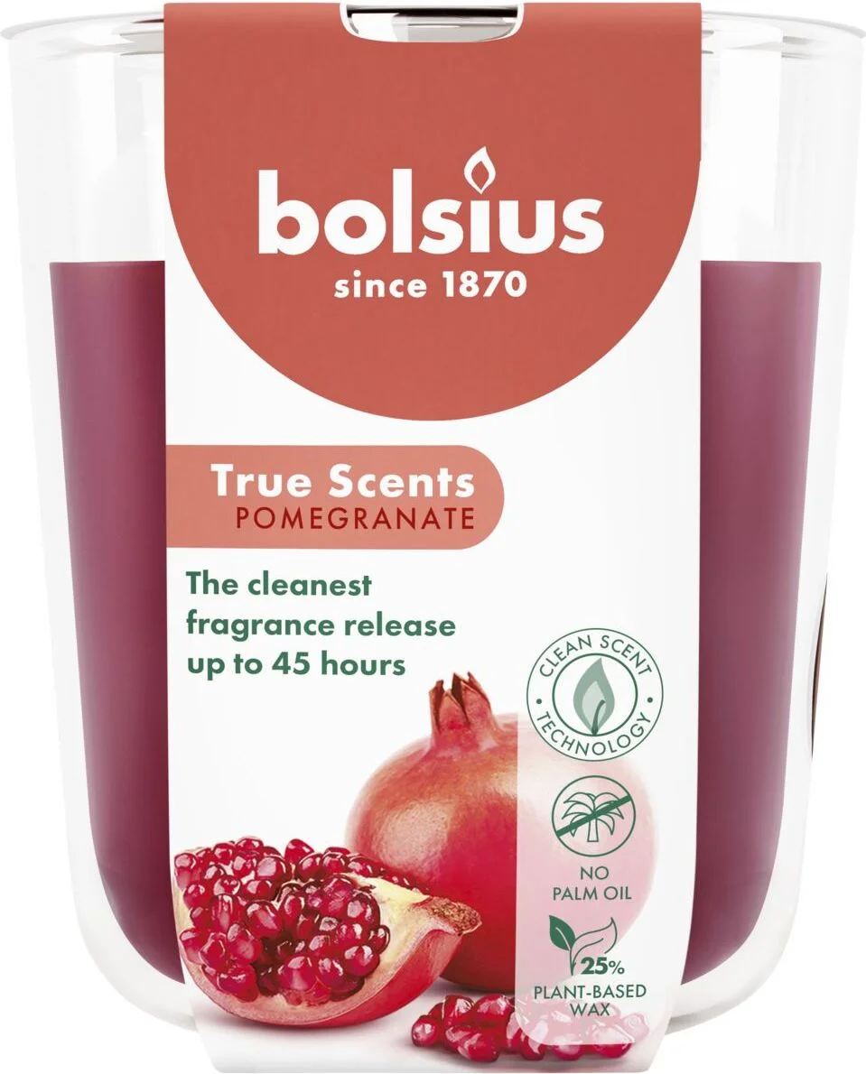 Bolsius geurkaars True Scents Pomgranate rood 45 uur D 8,4 H 5,2 cm