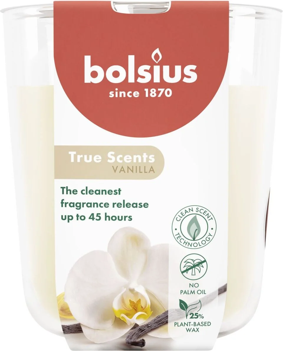 Bolsius geurkaars True Scents Vanille crème 45 uur D 8,4 H 5,2 cm