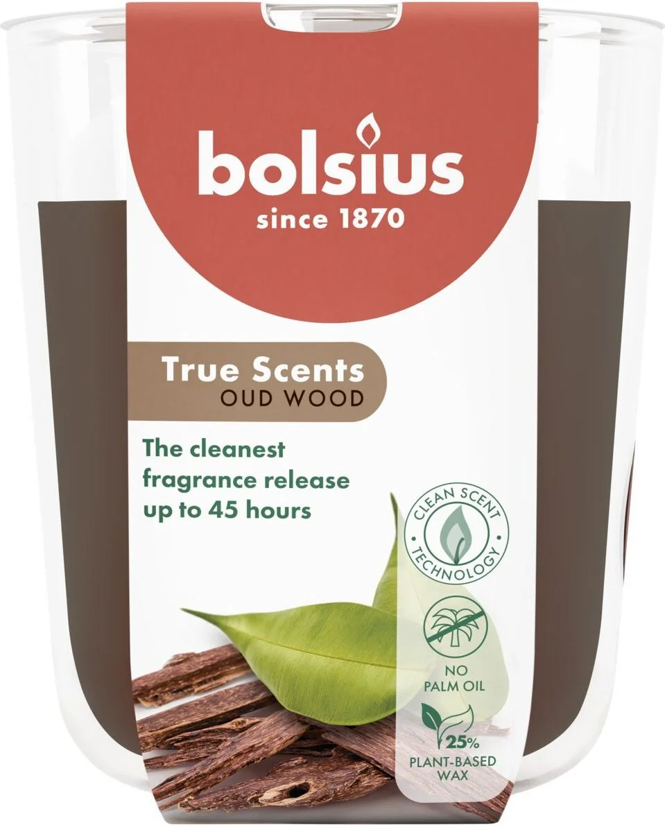 Bolsius geurkaars True Scents Oud Wood bruin 45 uur D 8,4 H 5,2 cm