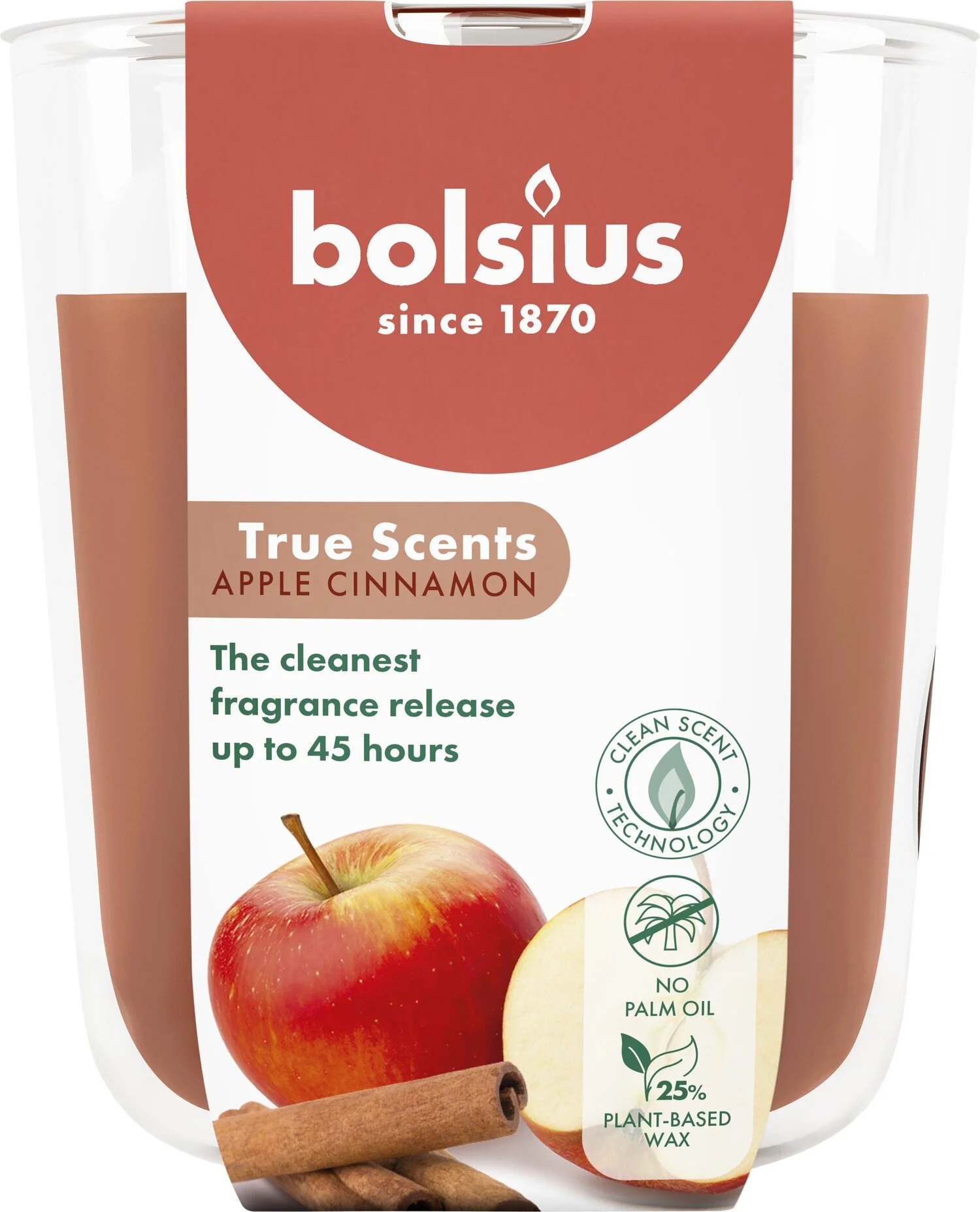 Bolsius geurkaars True Scents Apple Cinnamon bruin 45 uur D 8,4 H 5,2 cm