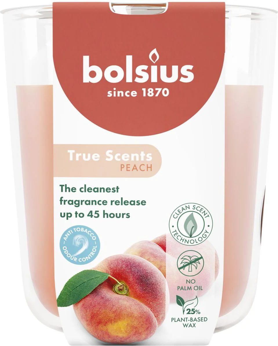Bolsius geurkaars True Scents Peach oranje 45 uur D 8,5 H 9 cm