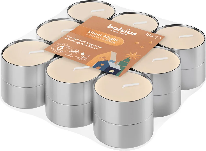 Bolsius geurtheelicht True Glow Silent Night beige 4 uur 18 stuks D 4 H 1,5 cm