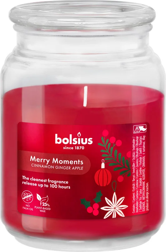 Bolsius geurkaars True Glow Merry Moments rood 100 uur D 13,5 H 10 cm