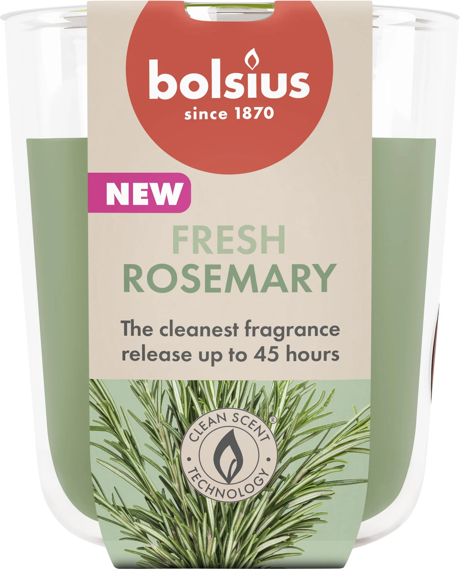 Bolsius geurkaars True Scents Rozemarijn groen 45 uur D 8,5 H 9,7 cm