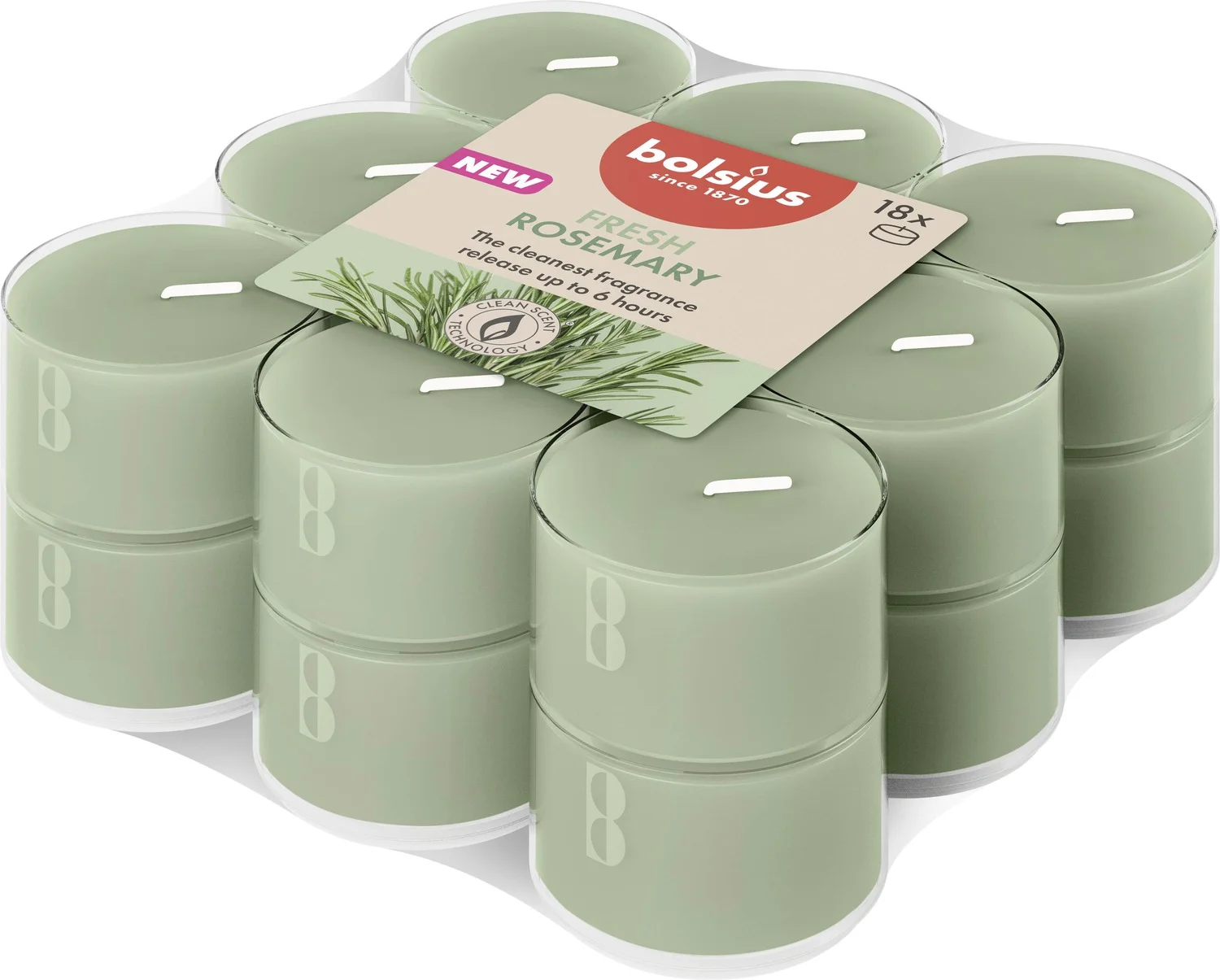Bolsius geurkaars True Scents Rozemarijn groen 6 uur D 3,7 H 2,1 cm 18 stuks