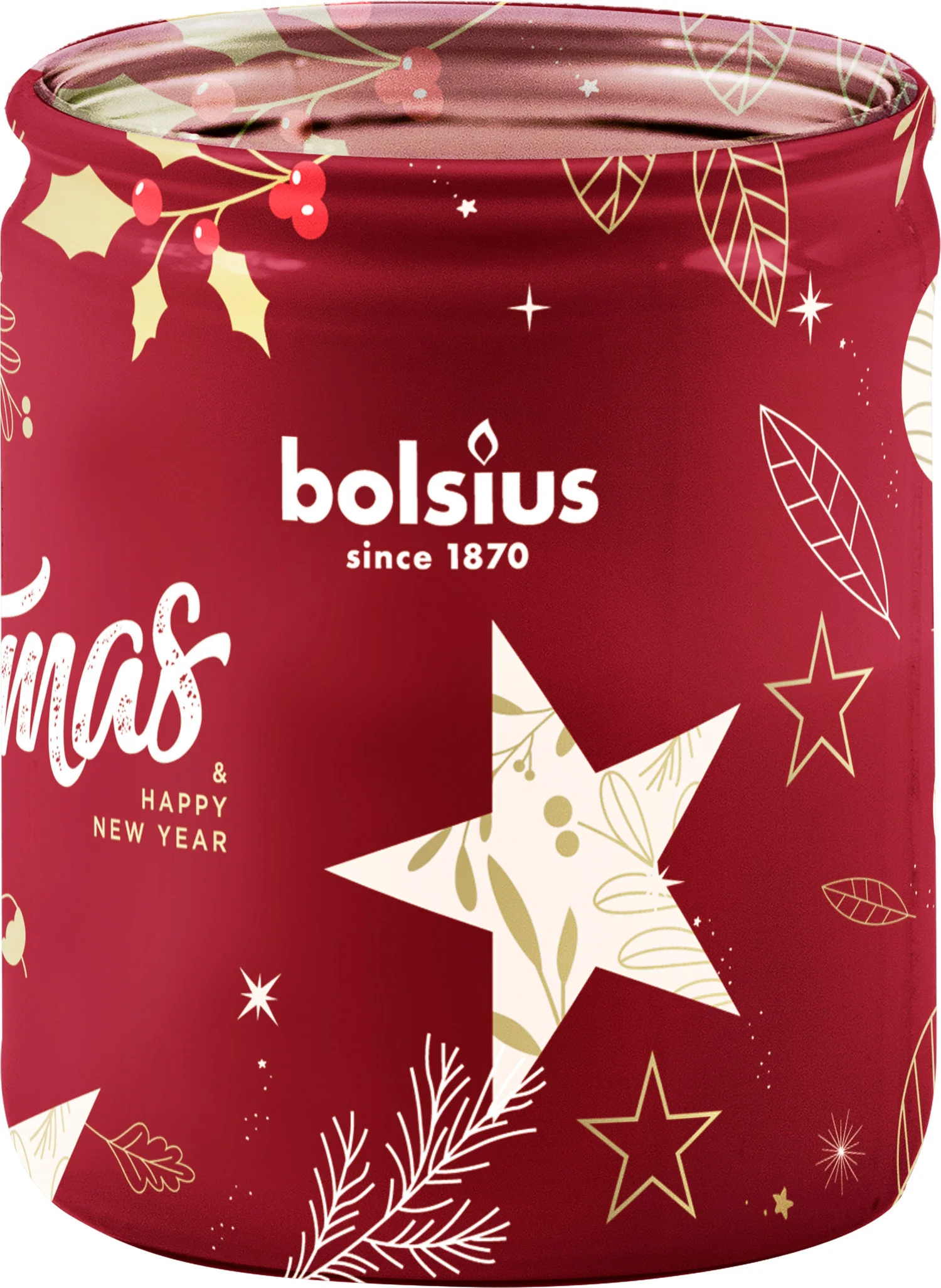 Bolsius geurkaars True Glow Xmas cranberry wit 23 uur D 8,2 H 6,8 cm