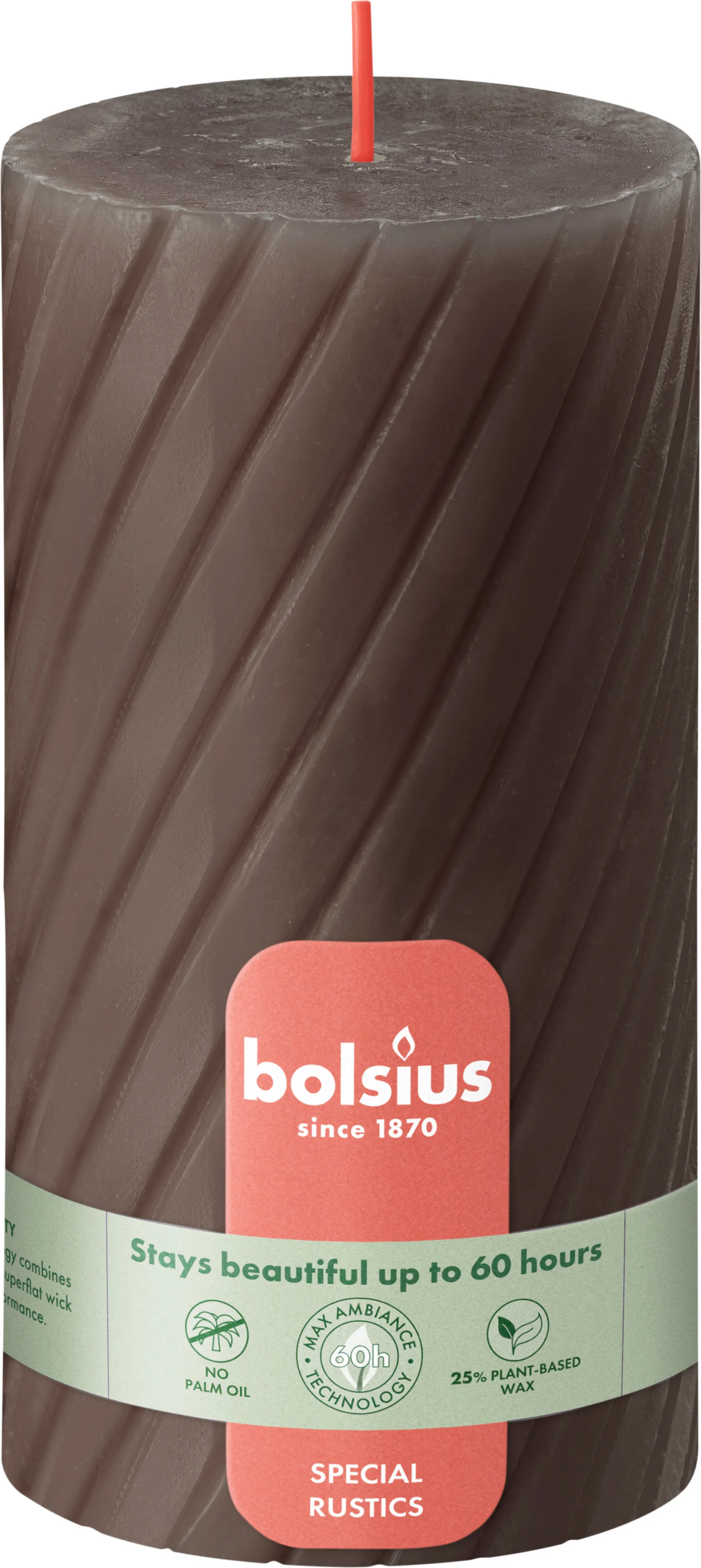 Bolsius stompkaars Twist beige 60 uur D 13,6 H 6,8 cm
