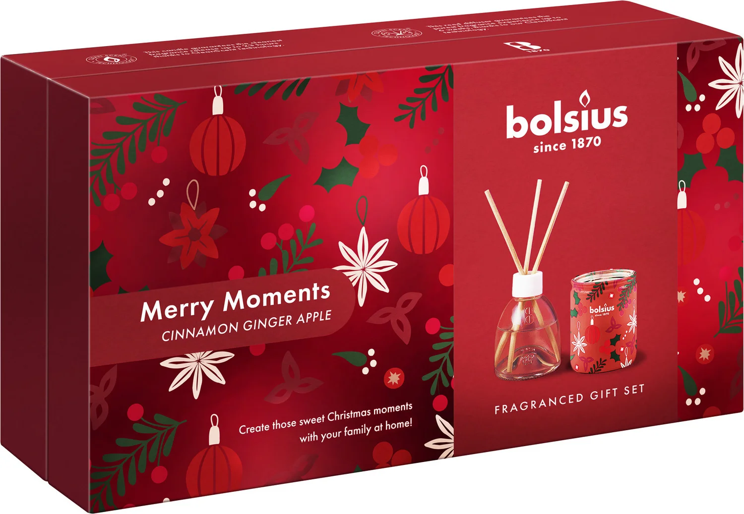 Bolsius True Glow Merry Moments giftset rood / wit 21,7 x 11,9 x 7,2 cm