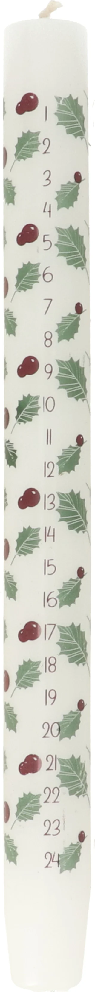 Dinerkaars Advent wit / groen 7,5 uur D 2,7 H 29 cm