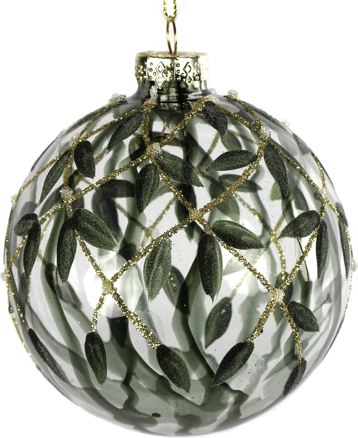 Countryfield kerstbal Neola groen / transparant D 12 cm