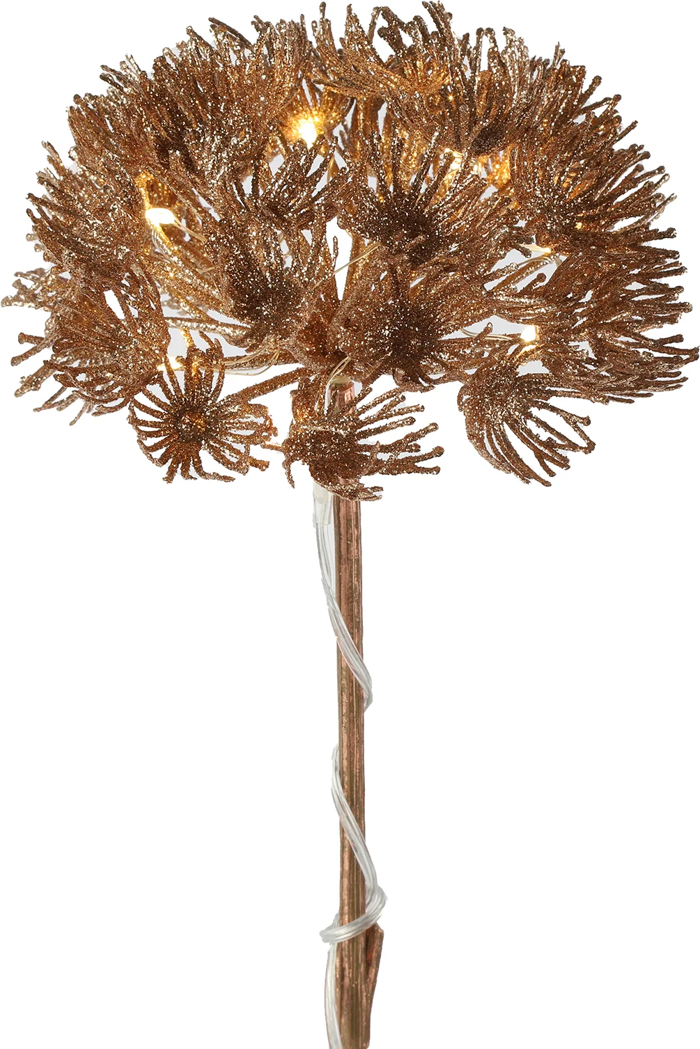 Countryfield kunsttak berenklauw koper 15 x 15 x 71 cm met 20 LED lampjes wit