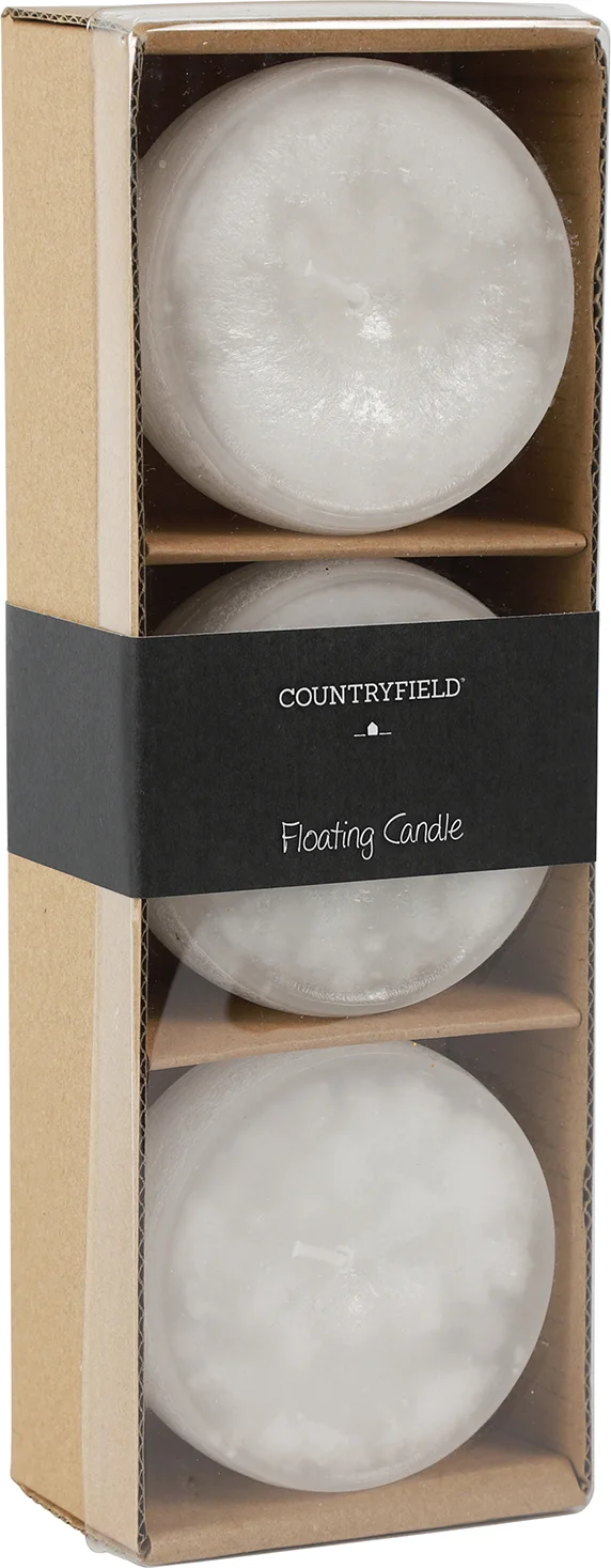 Countryfield drijfkaars Bollie wit 18 uur 3 stuks