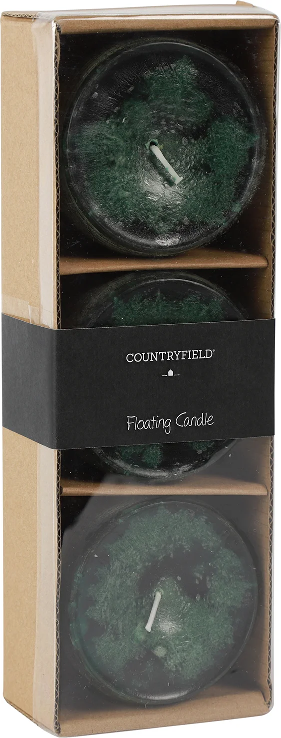 Countryfield drijfkaars Bollie donkergroen 18 uur 3 stuks