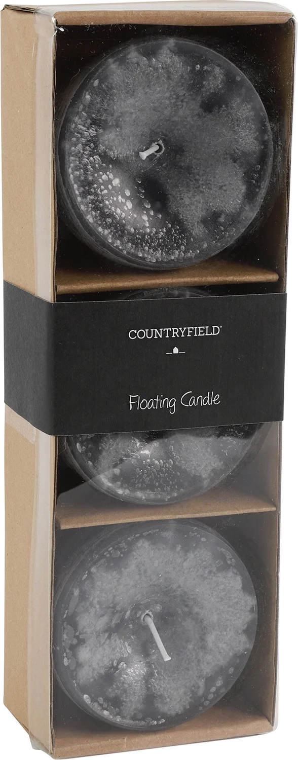 Countryfield drijfkaars Bollie grijs 18 uur 3 stuks