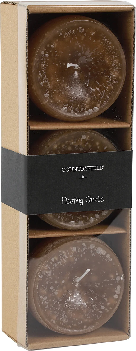 Countryfield drijfkaars Bollie beige 18 uur 3 stuks