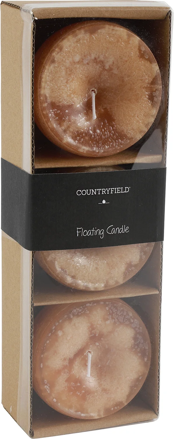Countryfield drijfkaars Bollie oranje 18 uur 3 stuks