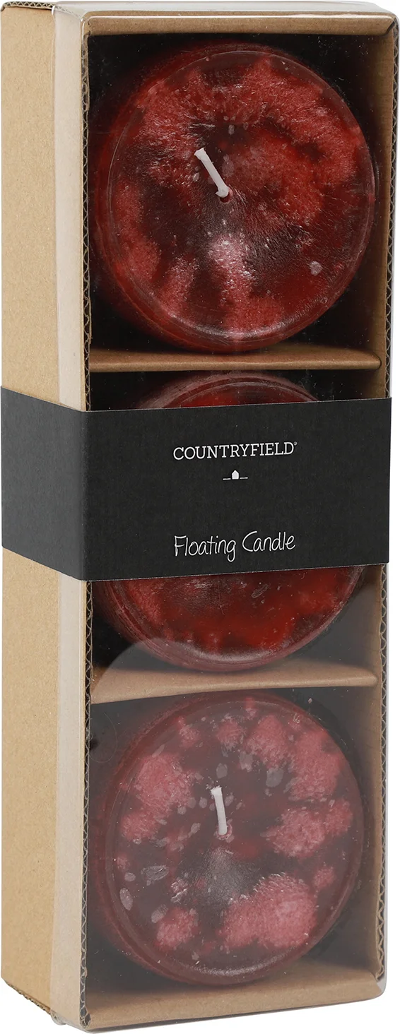 Countryfield drijfkaars Bollie rood 18 uur 3 stuks