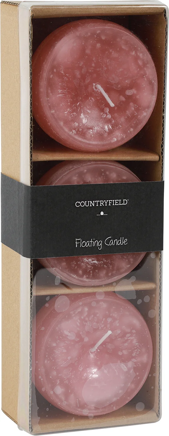 Countryfield drijfkaars Bollie roze 18 uur 3 stuks