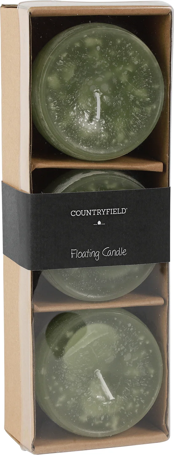Countryfield drijfkaars Bollie lichtgroen 18 uur 3 stuks