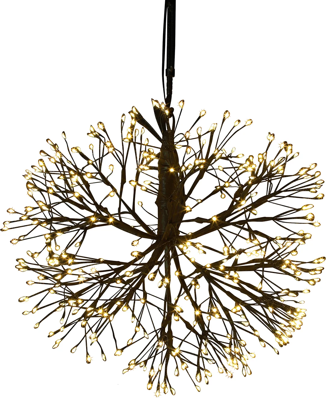 Countryfield cascadeverlichting hangend Apollo zwart met 384 LED lampjes warm wit D 30 cm