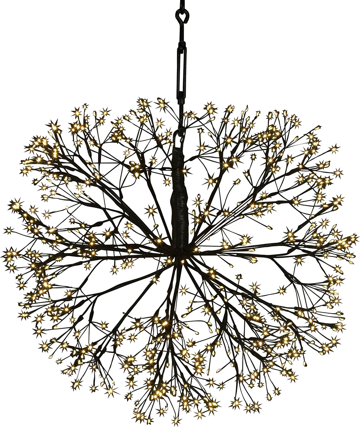 Countryfield cascadeverlichting hangend Apollo zwart met 576 LED lampjes warm wit D 40 cm