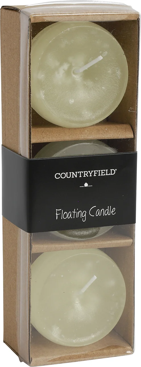 Countryfield drijfkaars Bollie crème 5 uur 3 stuks