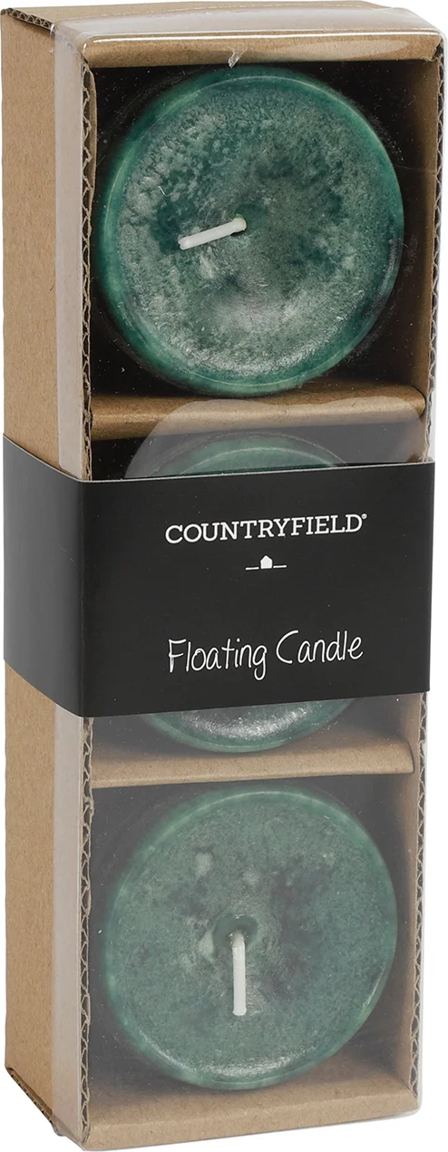 Countryfield drijfkaars Bollie groen 5 uur D 5 H 4 cm 3 stuks