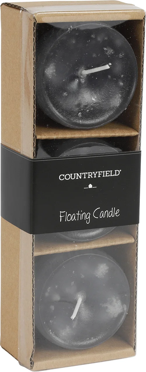 Countryfield drijfkaars Bollie grijs 5 uur 3 stuks