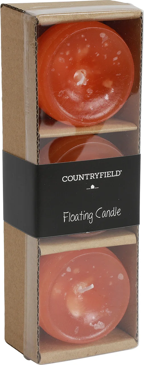 Countryfield drijfkaars Bollie oranje 5 uur D 5 H 4 cm 3 stuks