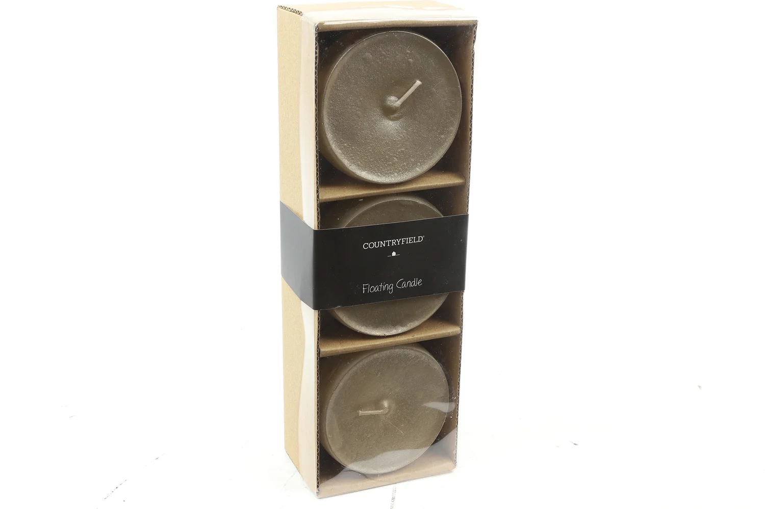 Countryfield drijfkaars Bollie zilver 18 uur D 8,2 H 5,5 cm 3 stuks