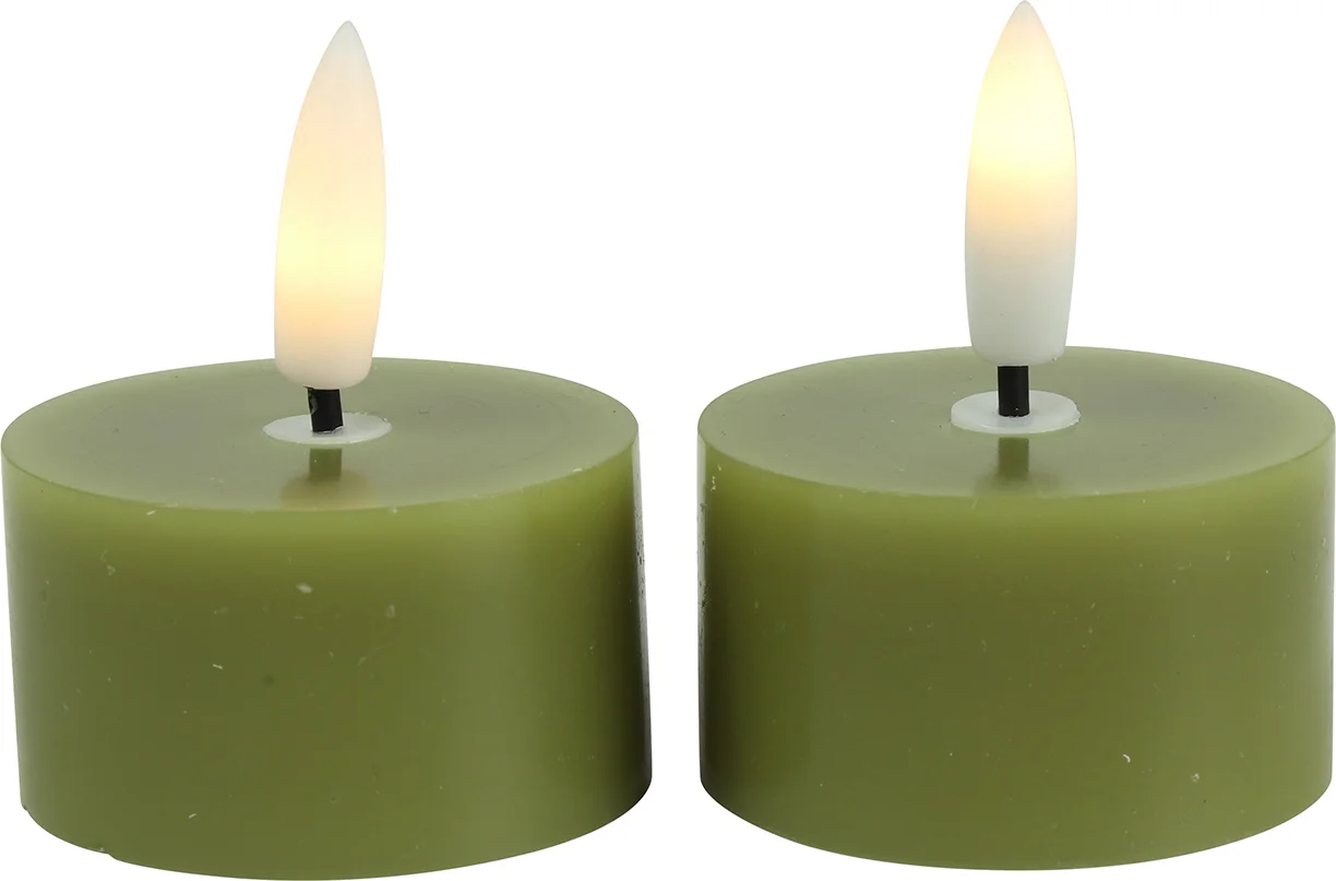 Countryfield LED waxinelicht Lyon groen D 4 H 5,2 cm 2 stuks