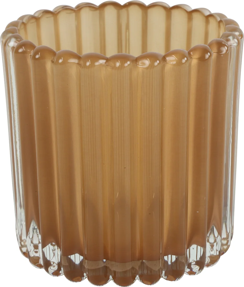 Countryfield waxinelichthouder Wave bruin D 7,5 H 7,5 cm