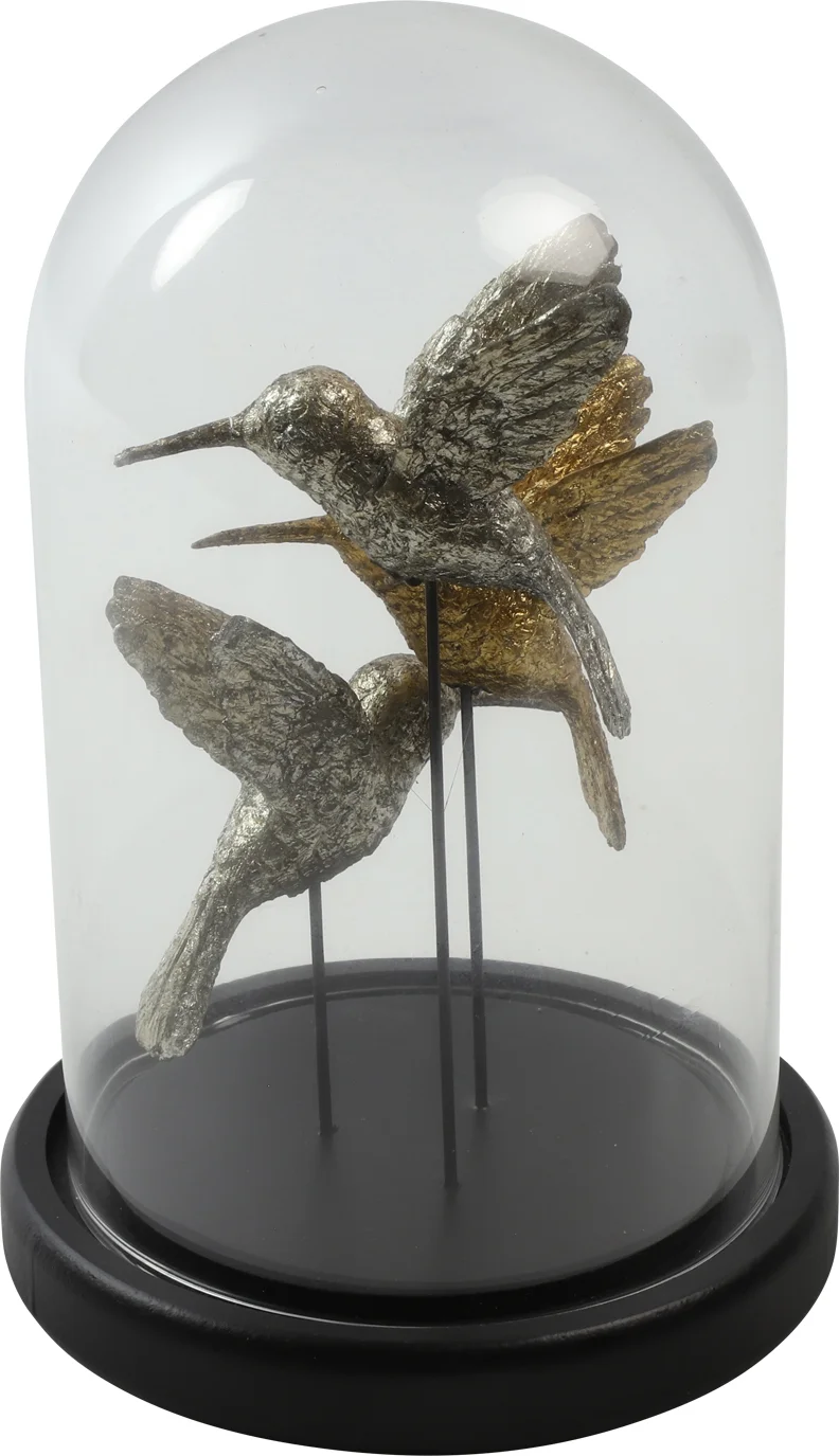 Countryfield glazen stolp Indra goud / zwart D 14 H 22 cm