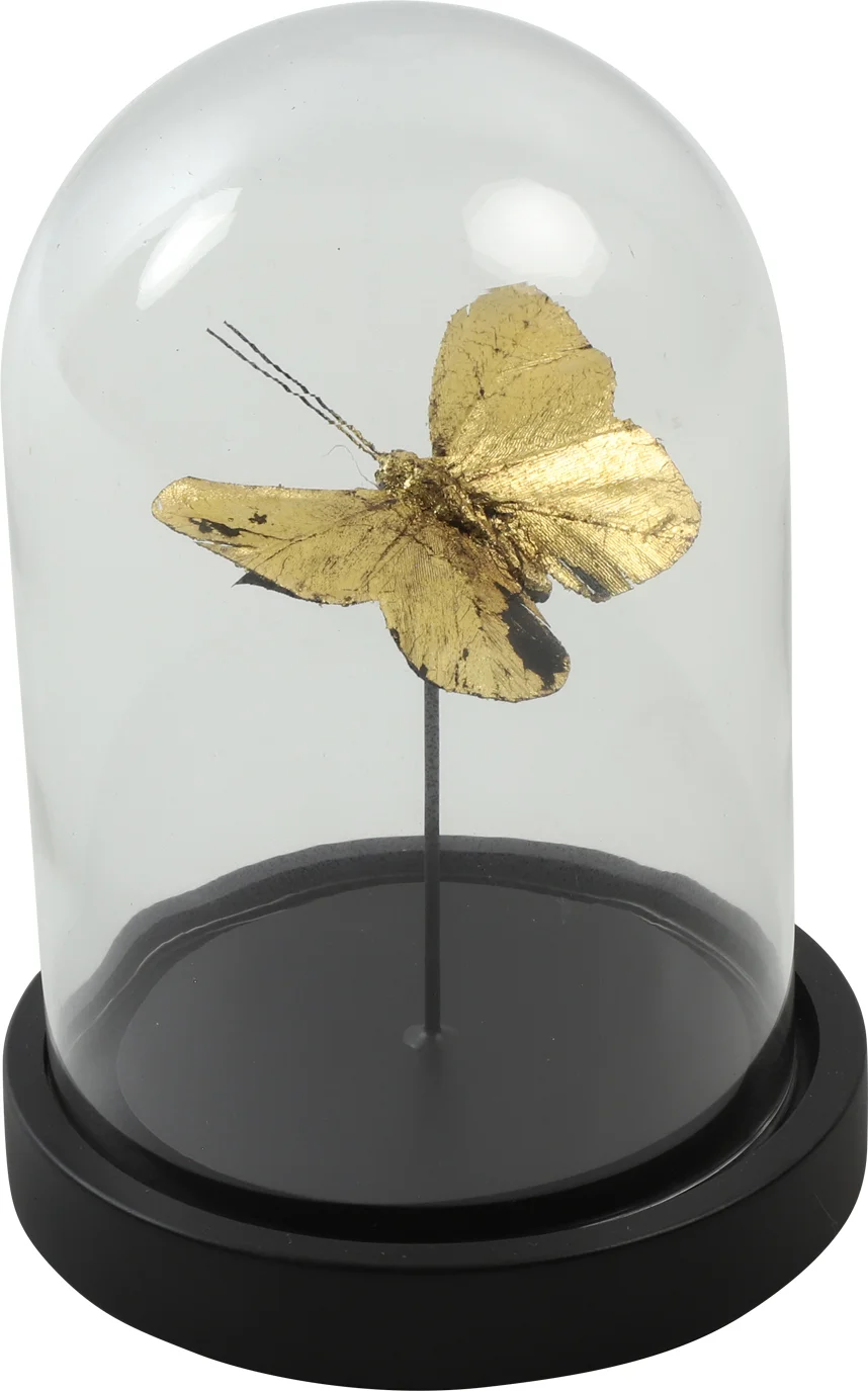 Countryfield glazen stolp Yasmin goud / zwart D 11,5 H 16 cm