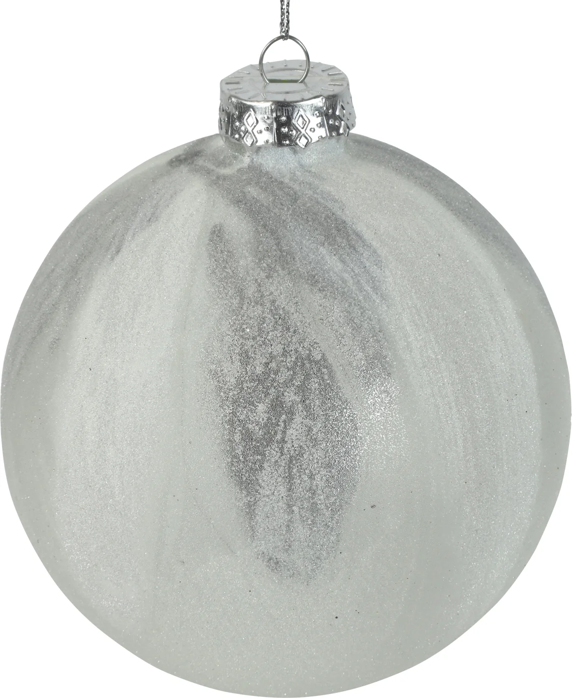 Countryfield kerstbal Lispe wit / zilver D 10 cm