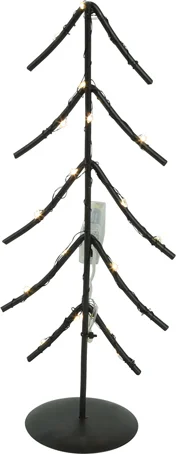 Countryfield kerstfiguur kerstboom Luna zwart met 20 lampjes warm wit 7,9 x 12,5 x 30 cm