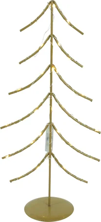 Countryfield kerstfiguur kerstboom Luna goud met 30 lampjes warm wit 9,7 x 19 x 40 cm