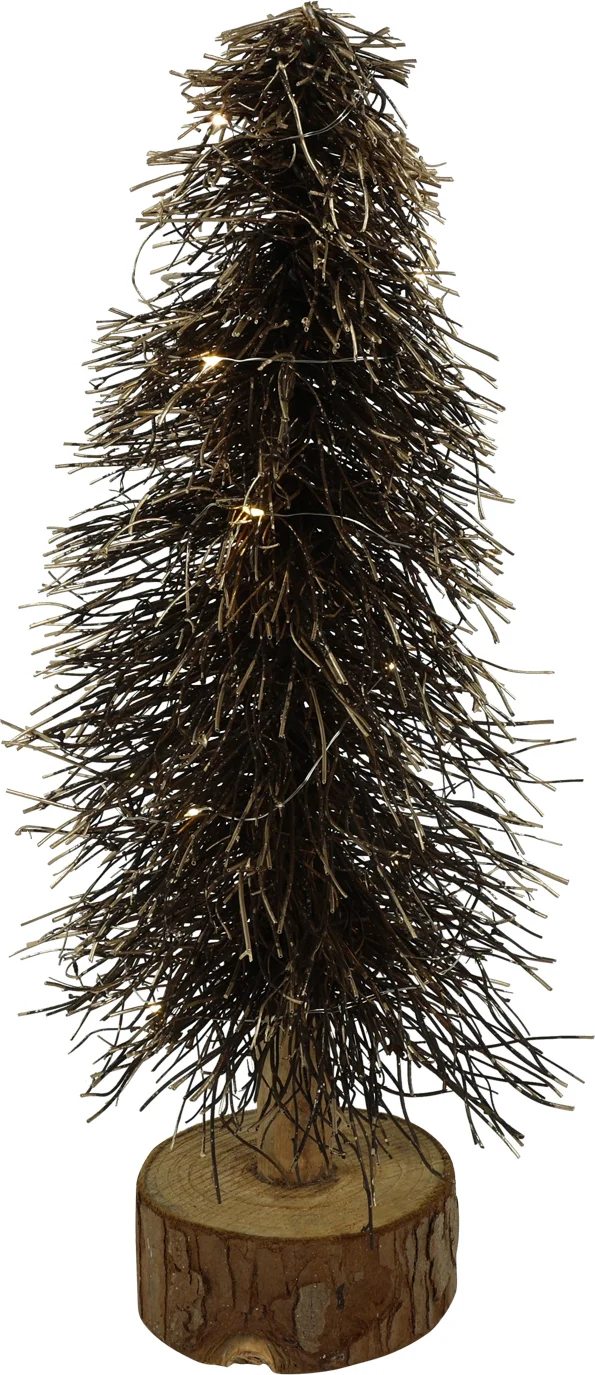 Countryfield decoratieboom met 15 lampjes warm wit Timoi bruin D 20 H 40 cm