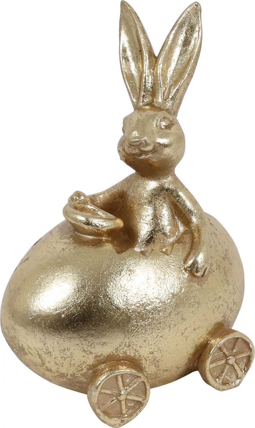 Countryfield paasdecoratie Bunny beeld haas in ei goud 11 x 8,5 x 15 cm