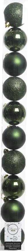 Decoris kerstbal groen D 6 cm 10 stuks