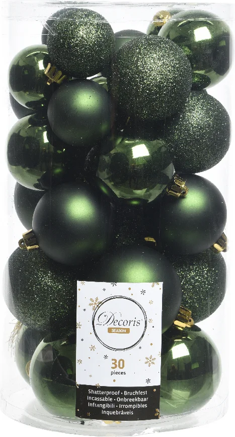 Decoris kerstbal donker groen D 4 / 5 / 6 cm 30 stuks