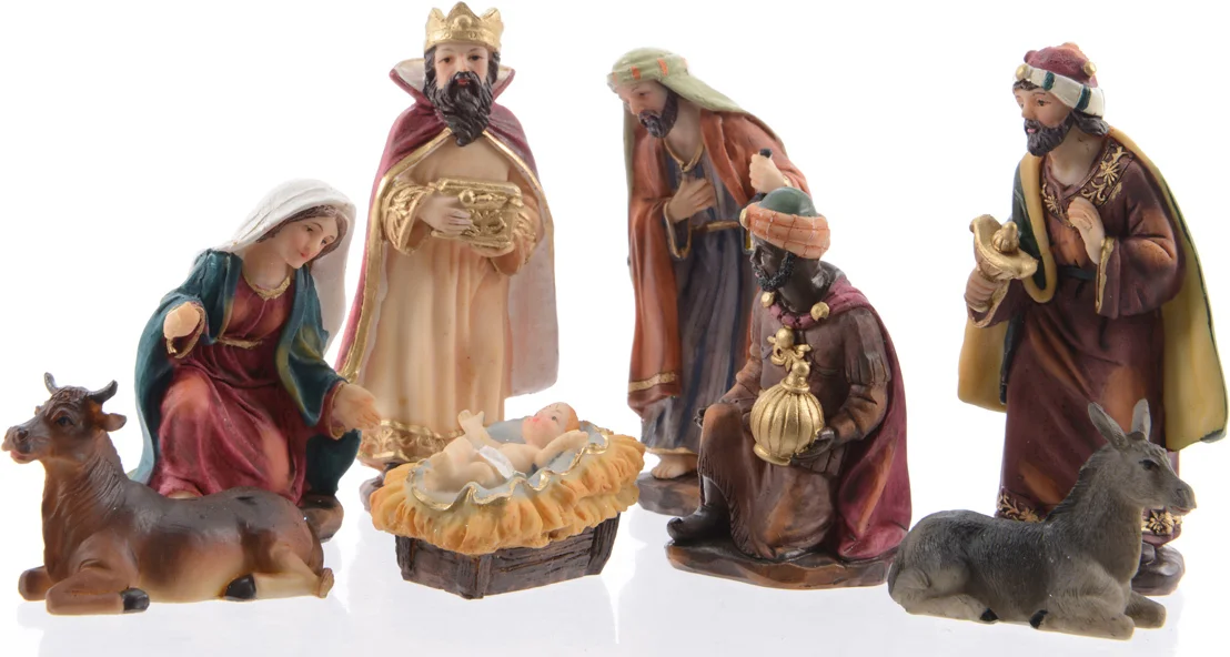 Decoris kerststal figurenset 8-delig H 12 cm