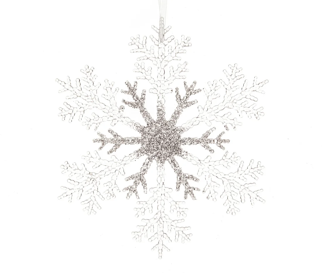 Decoris kersthanger Snowy ster semitransparant zilver 32 x 32 x 8 cm